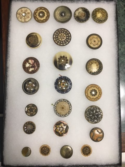 Vintage buttons on display in October at Ringer Library - Insite