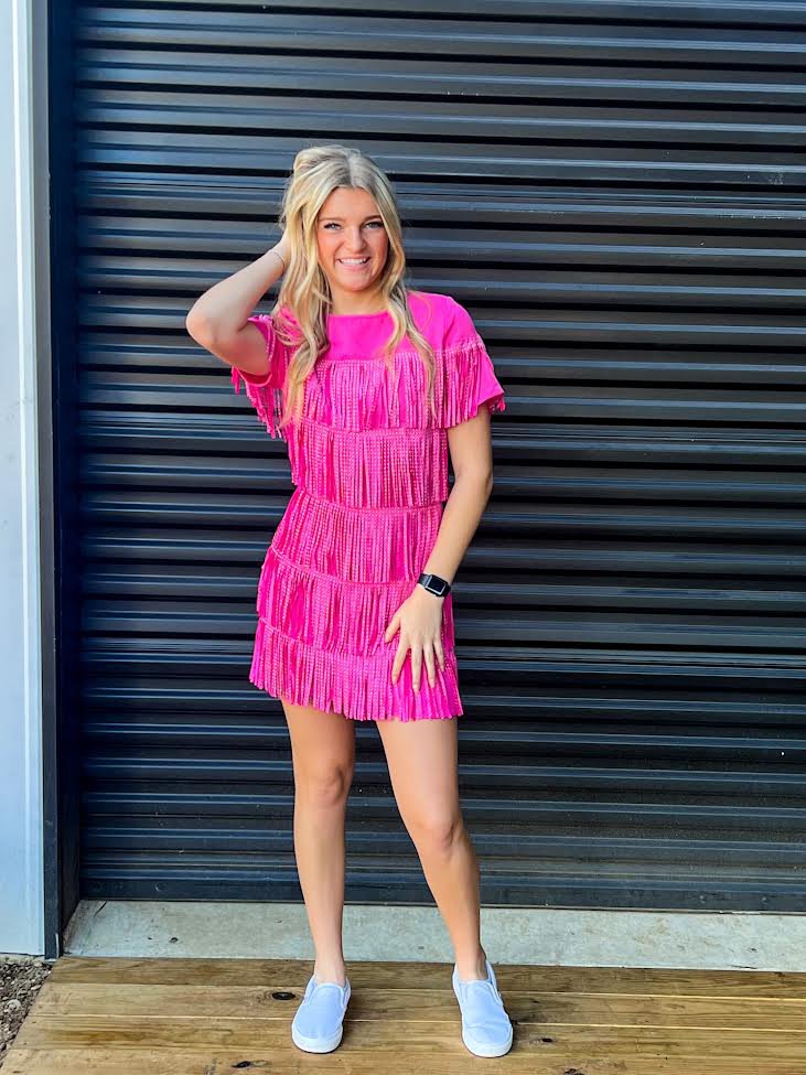 Pink Fringe Ruffle Sun Dress - Shop Kendry Collection Boutique